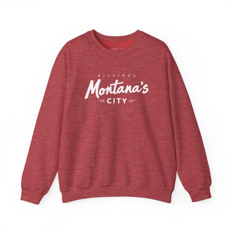 Red sweatshirt displaying 'Billings Montana's City' design.