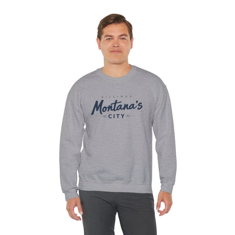 Man wearing Billings Montana's City sweatshirt