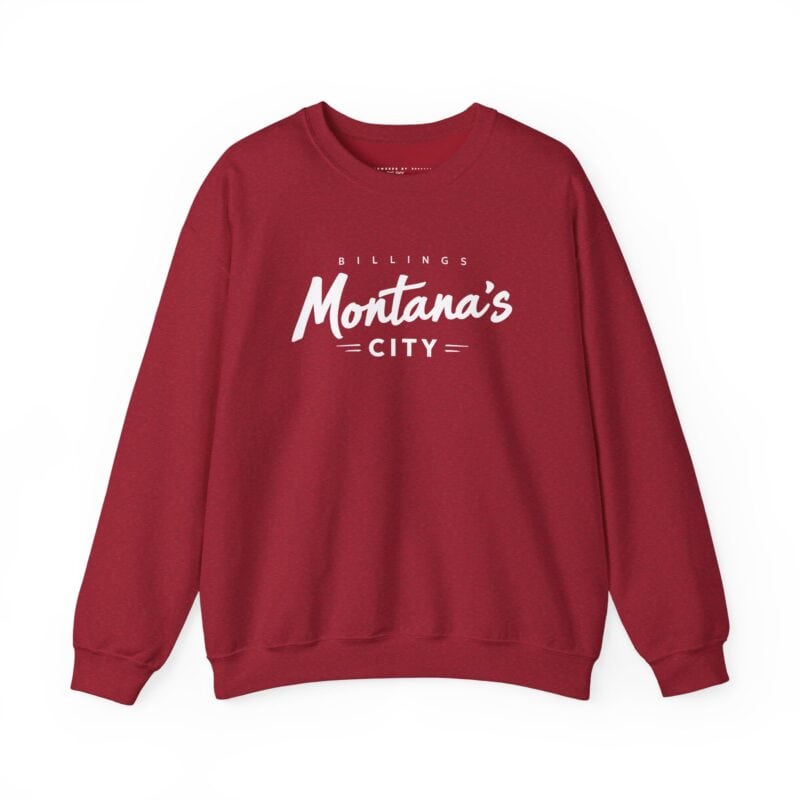 Red sweatshirt with 'Billings Montana's City' printed